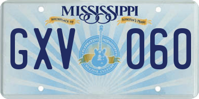 MS license plate GXV060