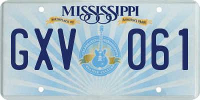 MS license plate GXV061