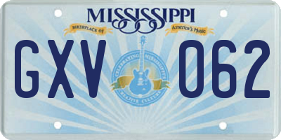 MS license plate GXV062