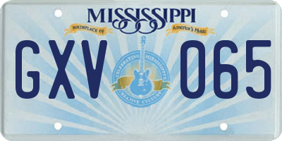 MS license plate GXV065