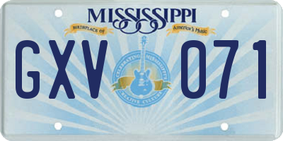 MS license plate GXV071