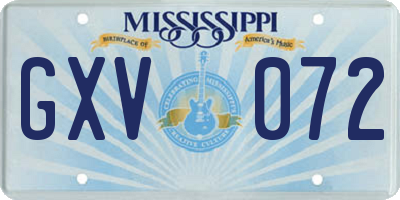 MS license plate GXV072