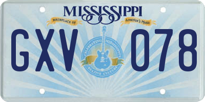 MS license plate GXV078