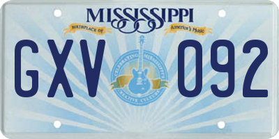 MS license plate GXV092