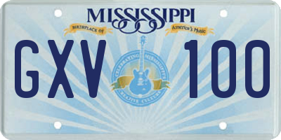 MS license plate GXV100
