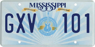 MS license plate GXV101