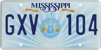 MS license plate GXV104
