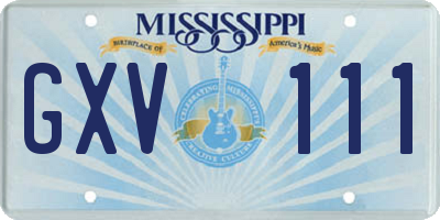 MS license plate GXV111