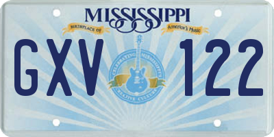 MS license plate GXV122
