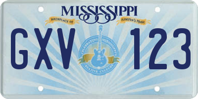 MS license plate GXV123