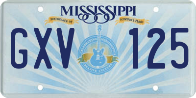 MS license plate GXV125