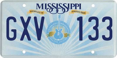 MS license plate GXV133