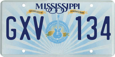 MS license plate GXV134