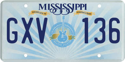 MS license plate GXV136