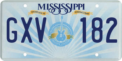 MS license plate GXV182