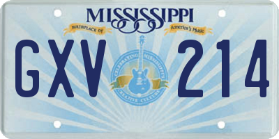 MS license plate GXV214