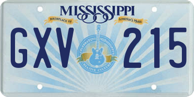 MS license plate GXV215