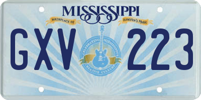 MS license plate GXV223