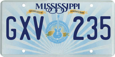 MS license plate GXV235