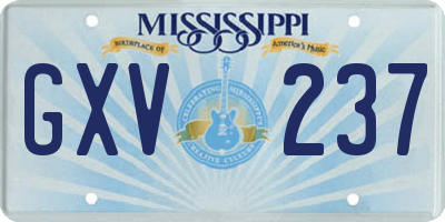 MS license plate GXV237
