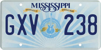 MS license plate GXV238