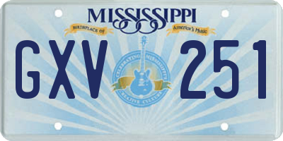 MS license plate GXV251