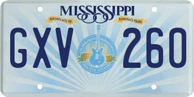 MS license plate GXV260