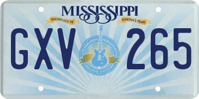 MS license plate GXV265