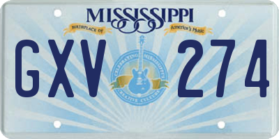 MS license plate GXV274