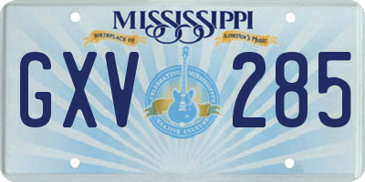 MS license plate GXV285