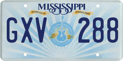 MS license plate GXV288