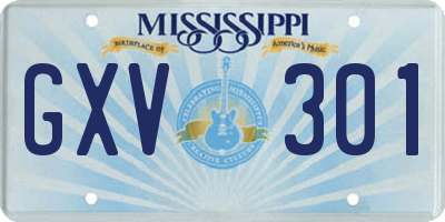 MS license plate GXV301