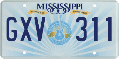 MS license plate GXV311