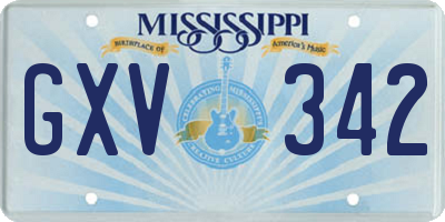 MS license plate GXV342