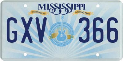 MS license plate GXV366