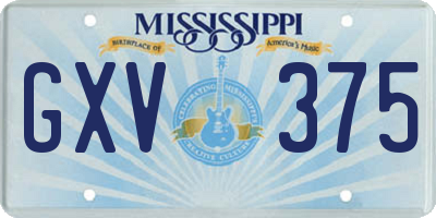 MS license plate GXV375
