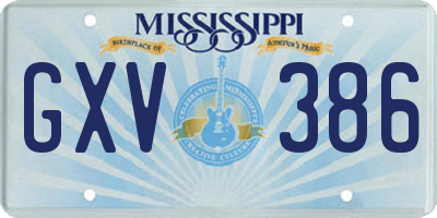 MS license plate GXV386