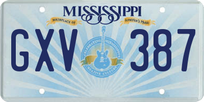 MS license plate GXV387
