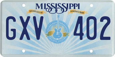 MS license plate GXV402