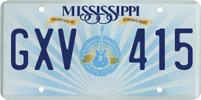 MS license plate GXV415