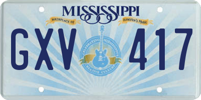 MS license plate GXV417