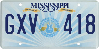 MS license plate GXV418