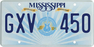 MS license plate GXV450