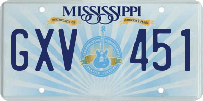 MS license plate GXV451