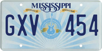 MS license plate GXV454