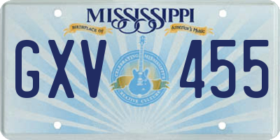 MS license plate GXV455