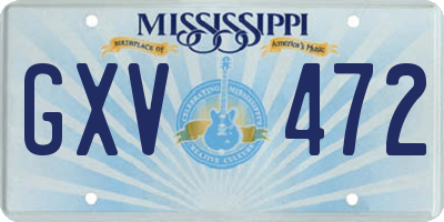MS license plate GXV472