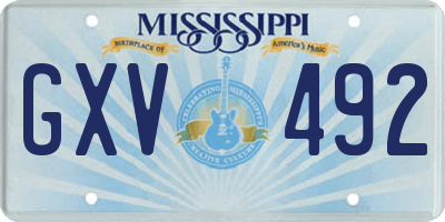 MS license plate GXV492