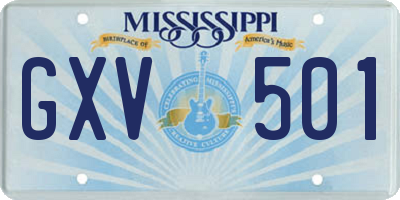 MS license plate GXV501