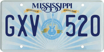 MS license plate GXV520